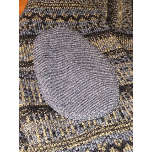 Banana Republic  Wool  Blend Sweater  Blue Fair Isle Nordic Men's L  Elbow Patch - Picture 7 of 10